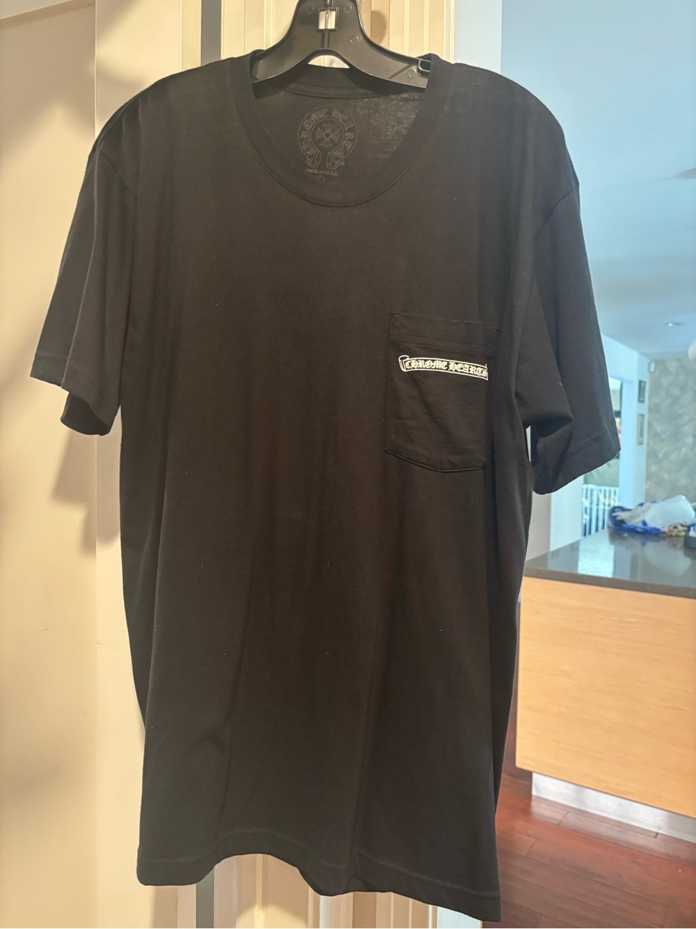 Authentic New Without Tags Chrome Hearts Cotton Black Pocket Tee with logo